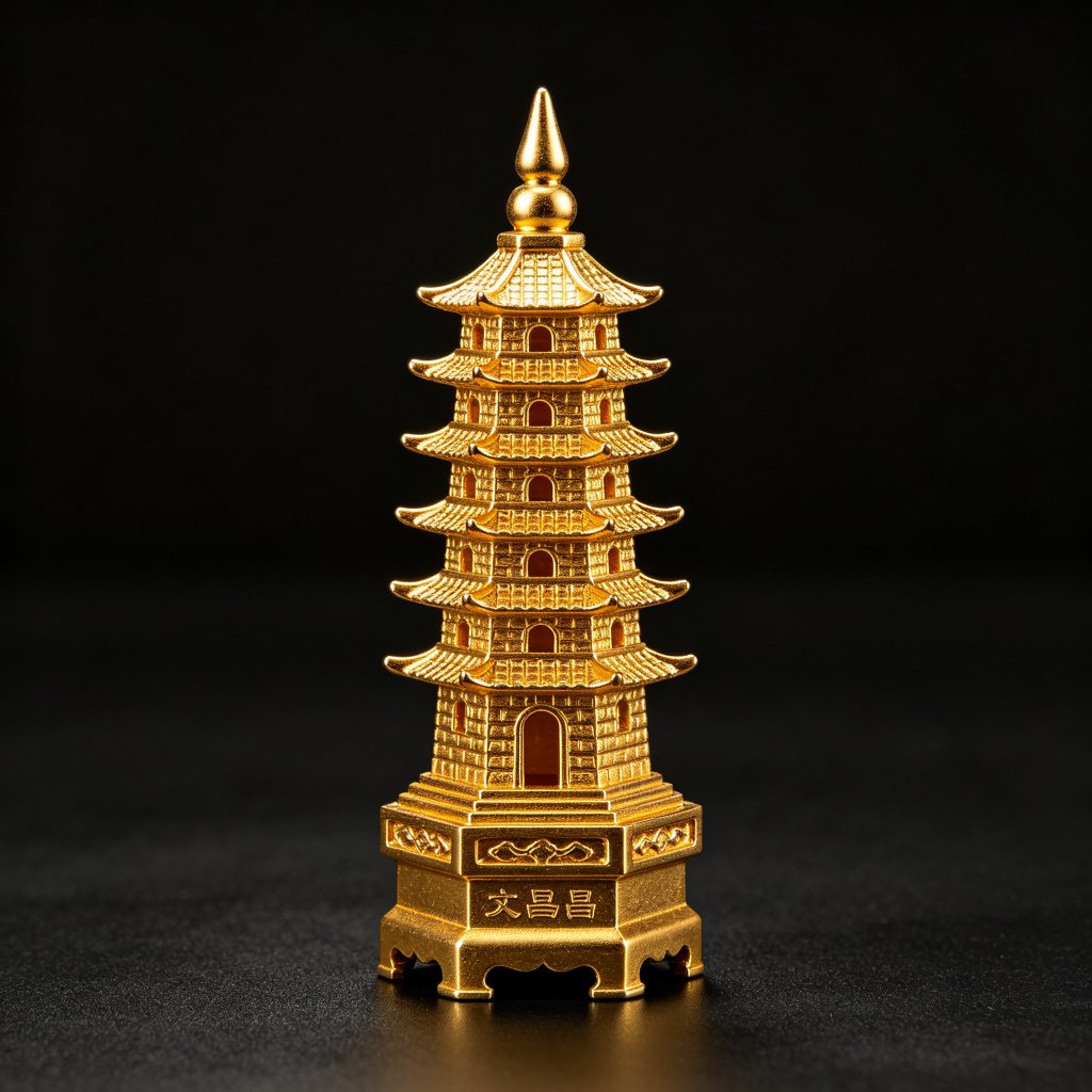 鎏金文昌塔摆件 / Gilded Wenchang Tower