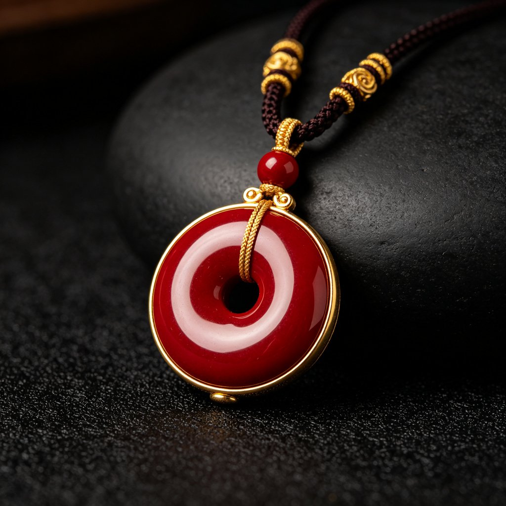 朱砂平安扣吊坠 / Cinnabar Peace Pendant
